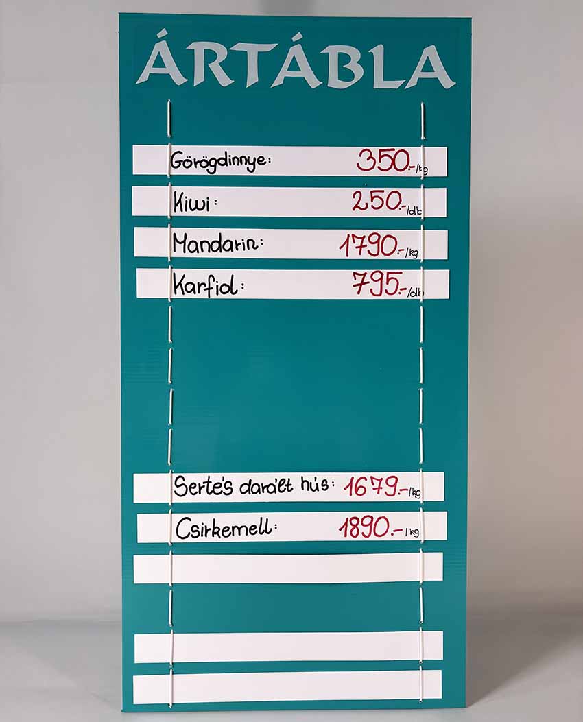 Gumis ártábla - 15 rekeszes, papírcsíkkal