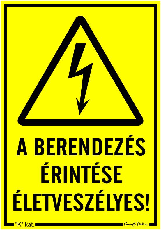 A berendezés érintése életveszélyes! MATRICA "K"