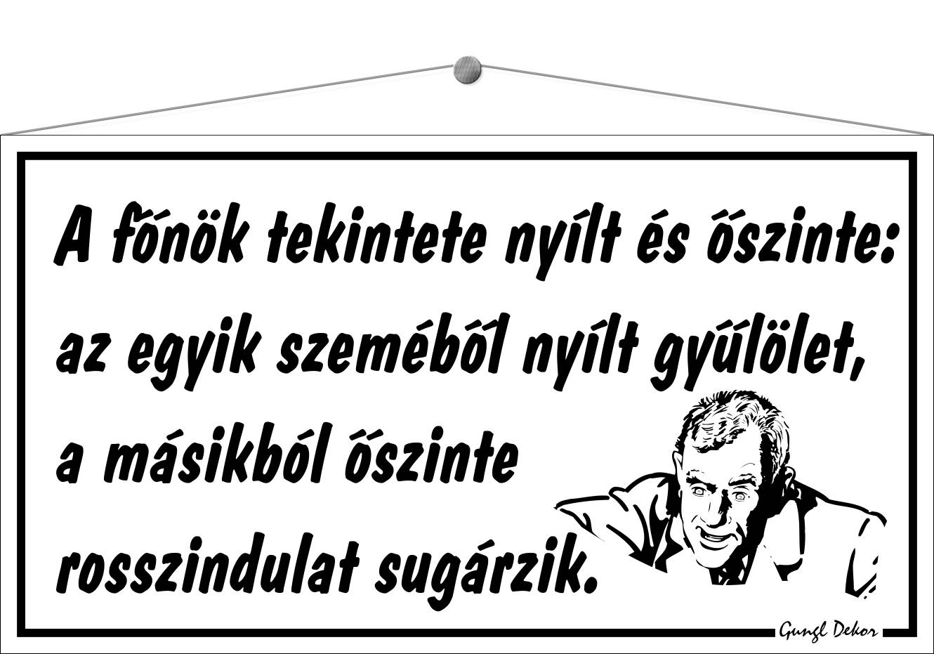 A főnök tekintete nyílt és őszinte... HUMOROS TÁBLA