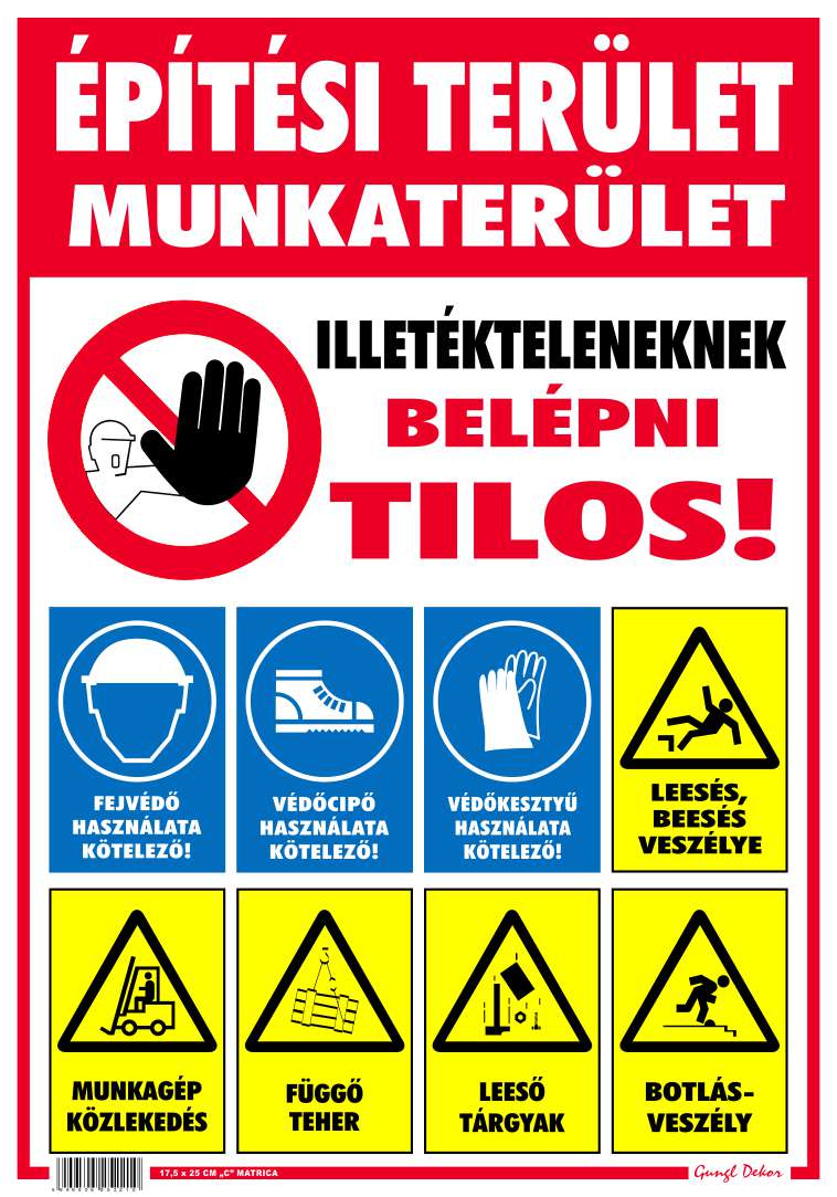 Építési terület piktogramos MATRICA "C"