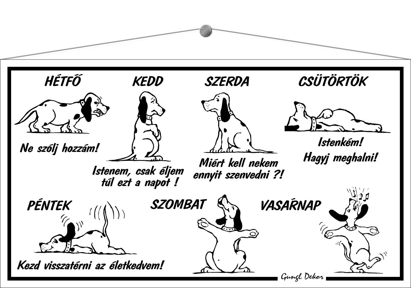 A hét napjai HUMOROS TÁBLA