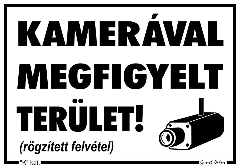 Kamerával megfigyelt terület! (rögzített felvétel) MATRICA "K"