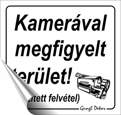 Kamerával megfigyelt terület! rögzített felvétel ("A" jelű matrica)