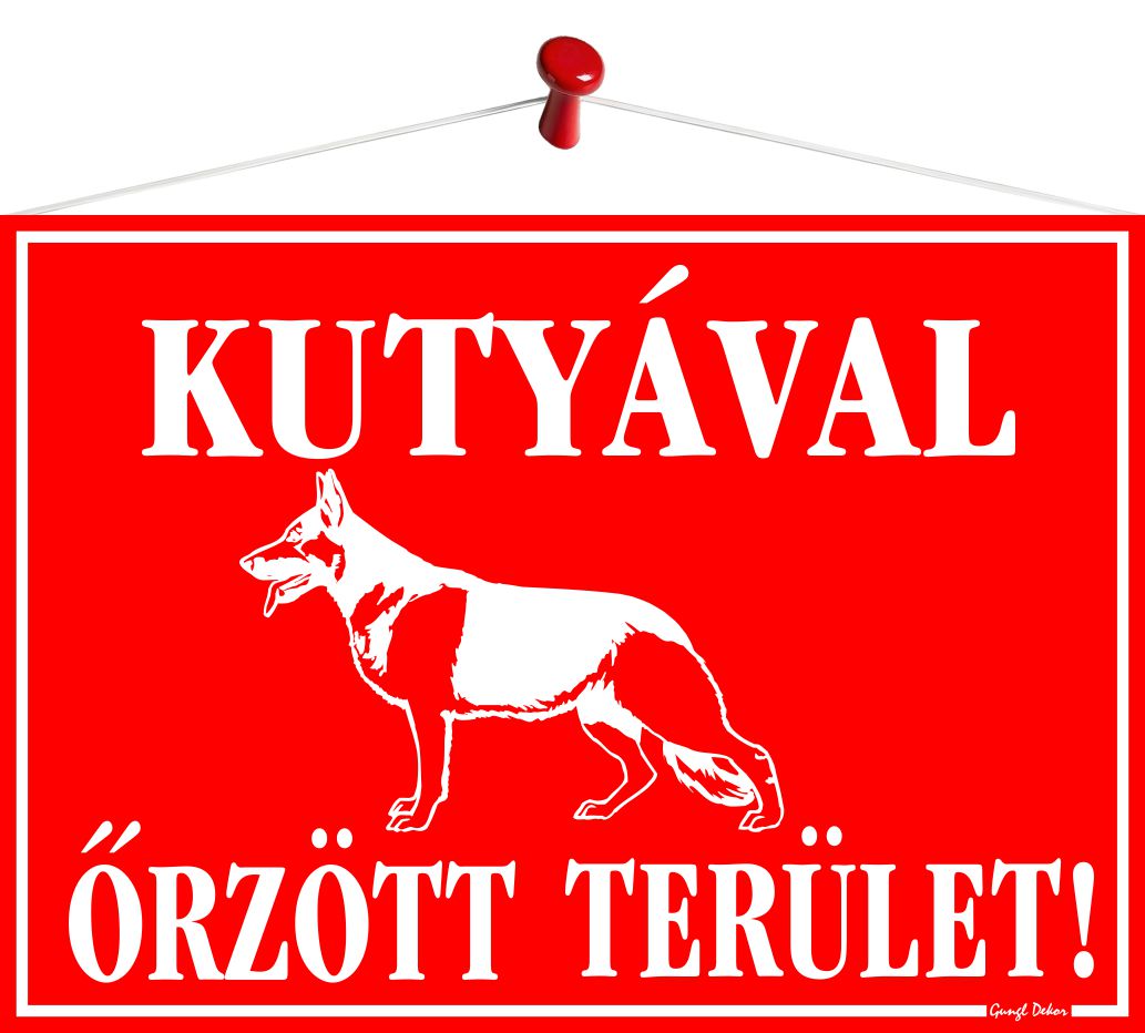 Kutyával őrzött terület! (Tábla 35x25 cm-es)