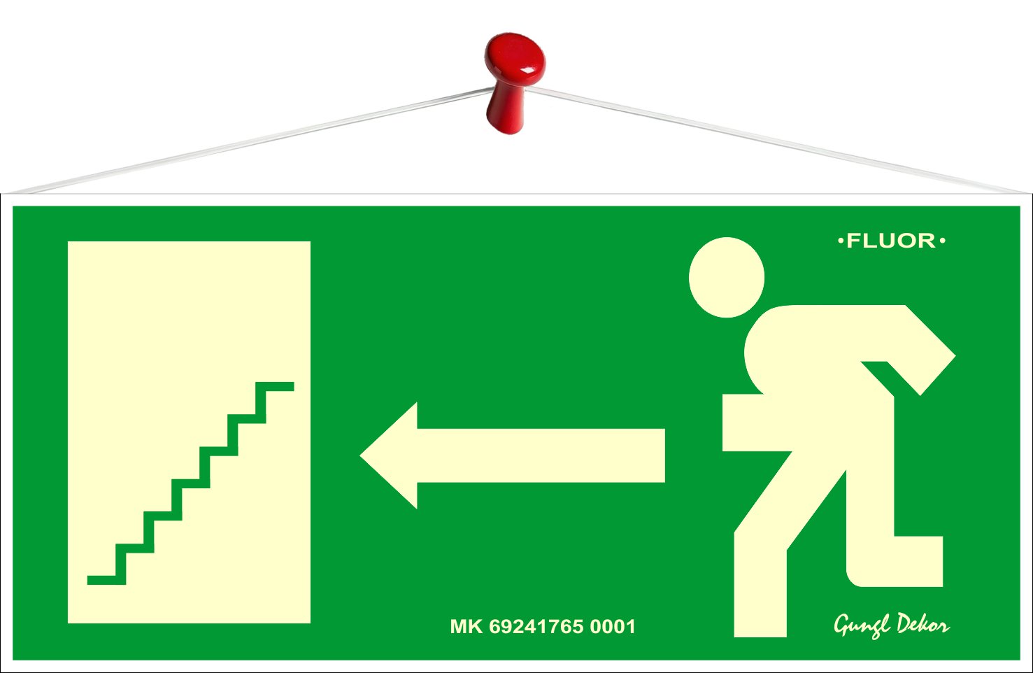 Menekülési irány balra lépcsős (Fluoreszkáló Tábla)