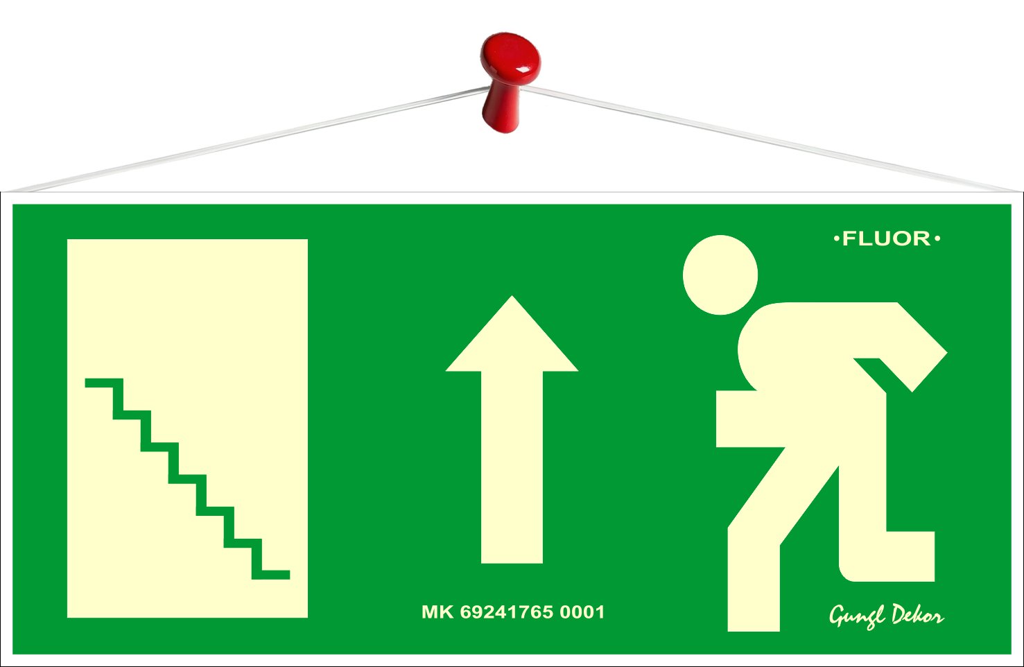 Menekülési irány fel lépcső balra (Fluoreszkáló Tábla)