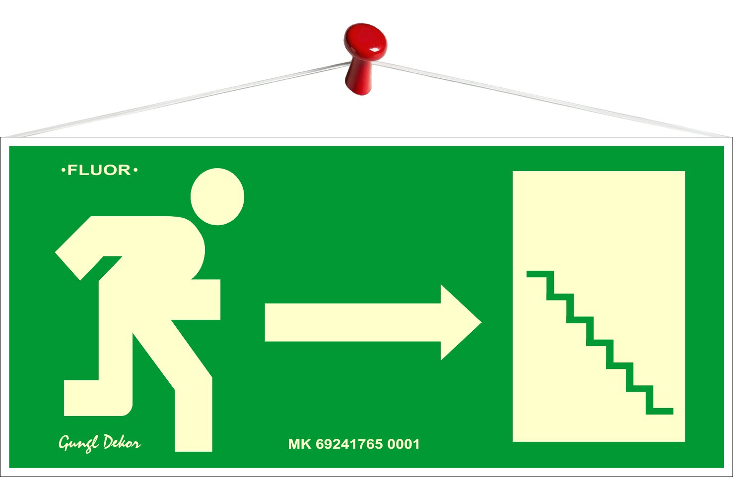 Menekülési irány jobbra lépcsős (Fluoreszkáló Tábla)