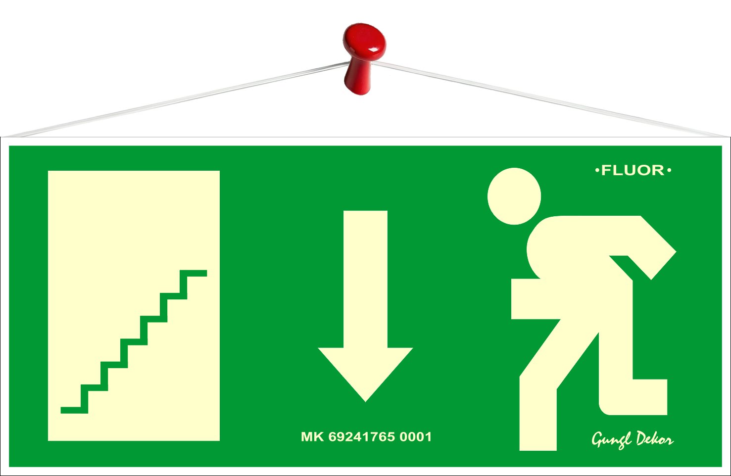 Menekülési irány le lépcső balra (Fluoreszkáló Tábla)