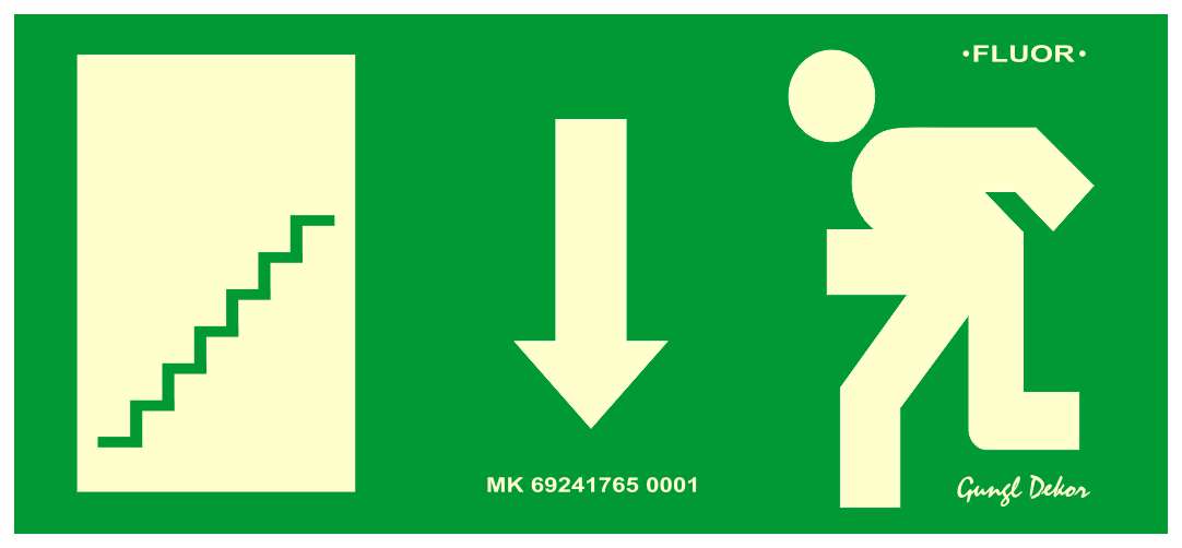Menekülési irány le lépcső balra MATRICA FLUOR