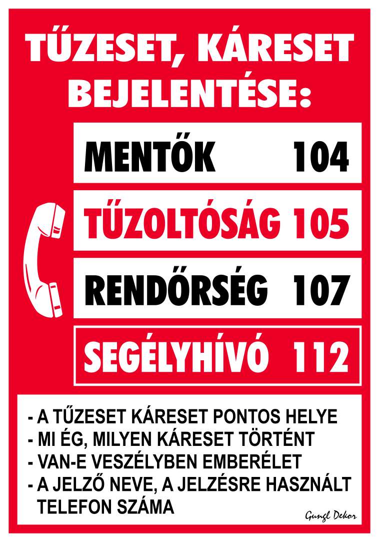 Tűzeset káreset bejelentése MATRICA "C"